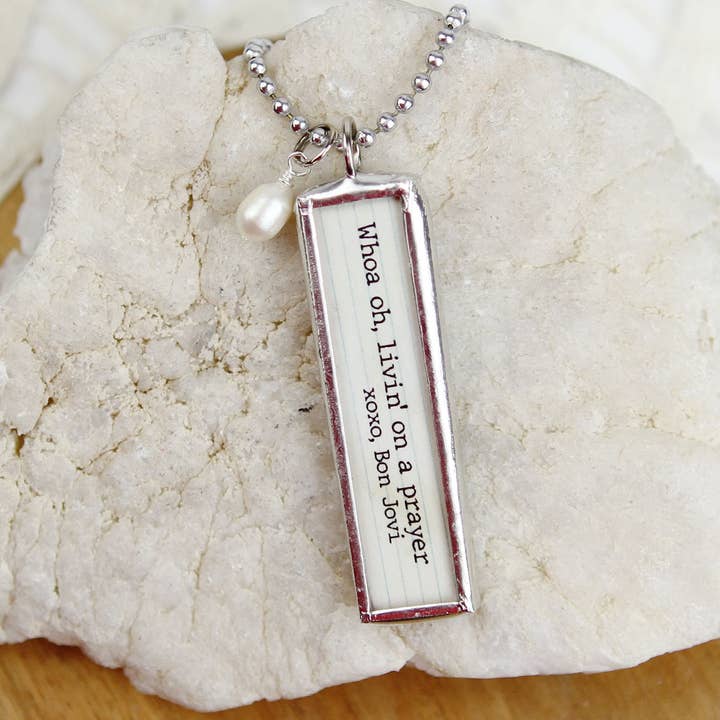 Livin' On A Prayer Lyric Charm Necklace