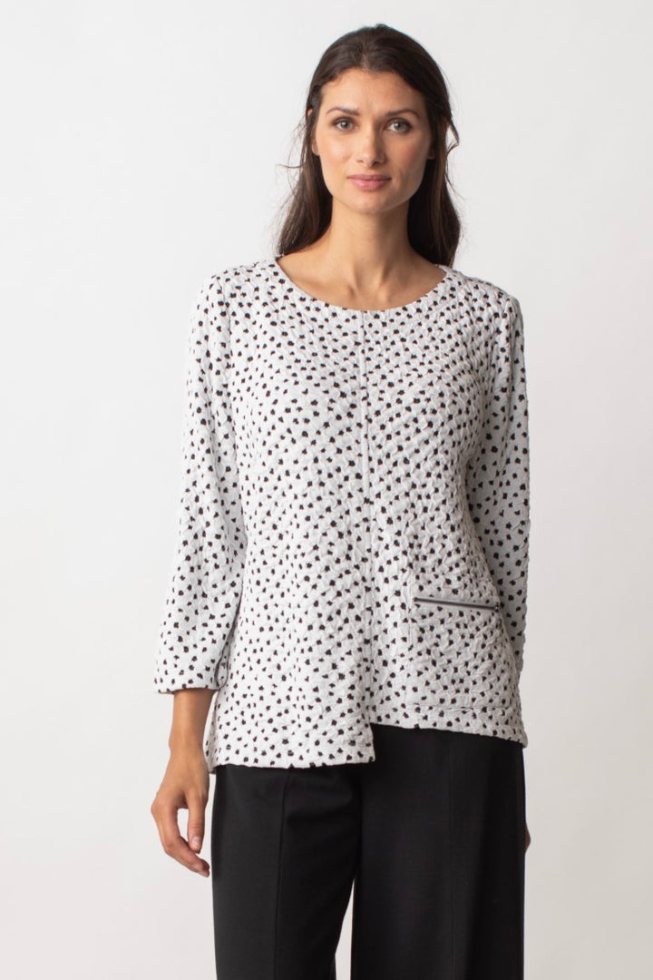 Dot Long Sleeve Top in White