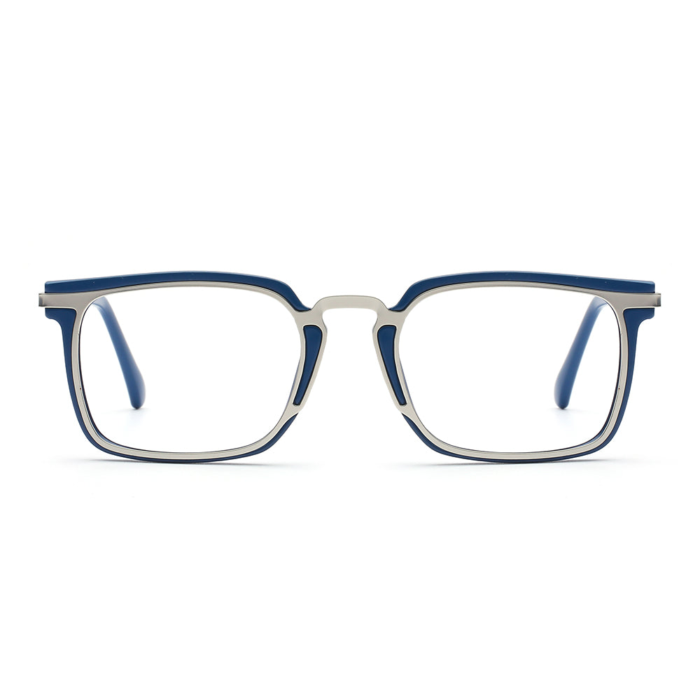 Laurence Readers in Matte Silver/Blue