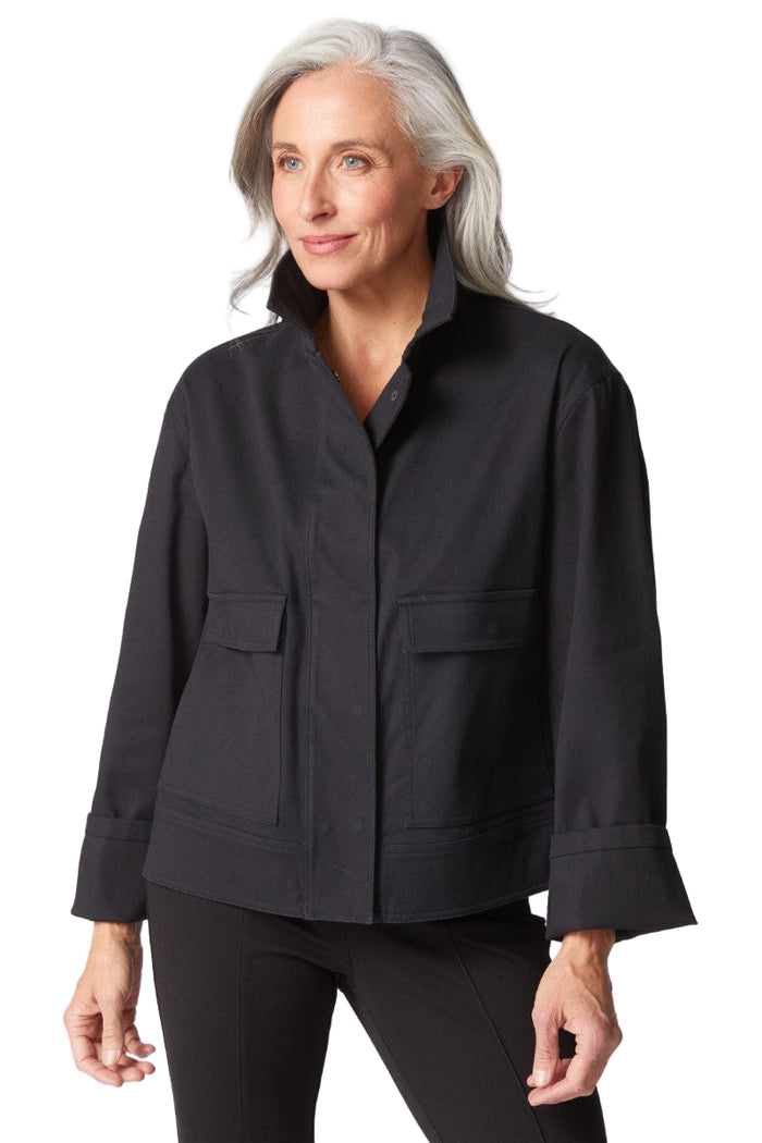 Ultra Stretch Twill Cargo Jacket in Black