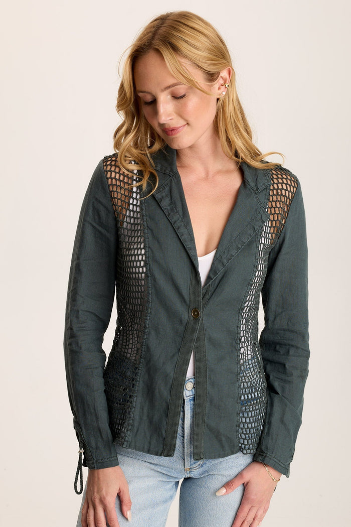 Contessa Linen Crochet Blazer