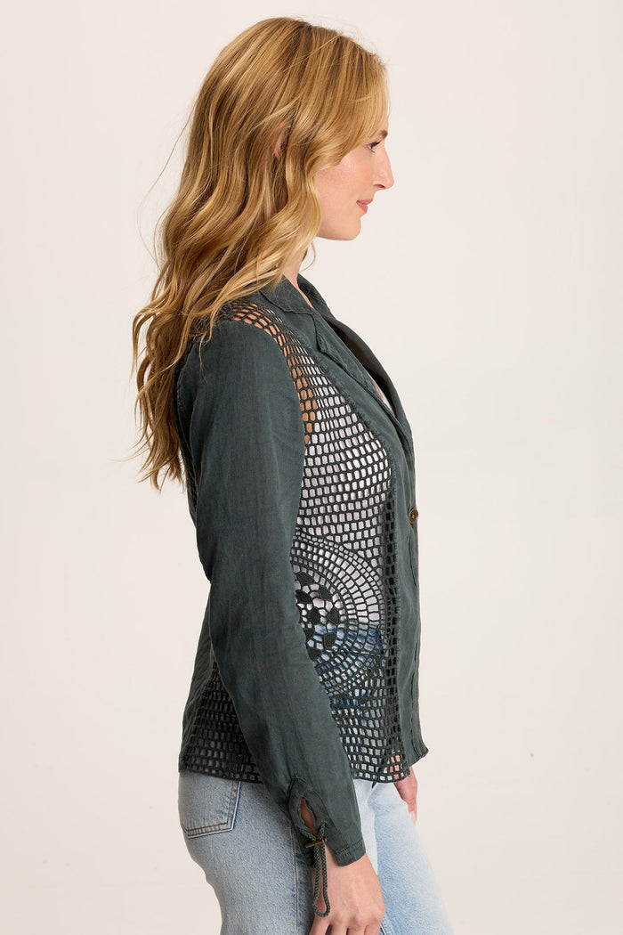 Contessa Linen Crochet Blazer