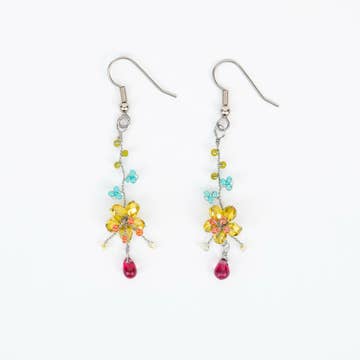 Wire Flower Earrings in Summer Multi