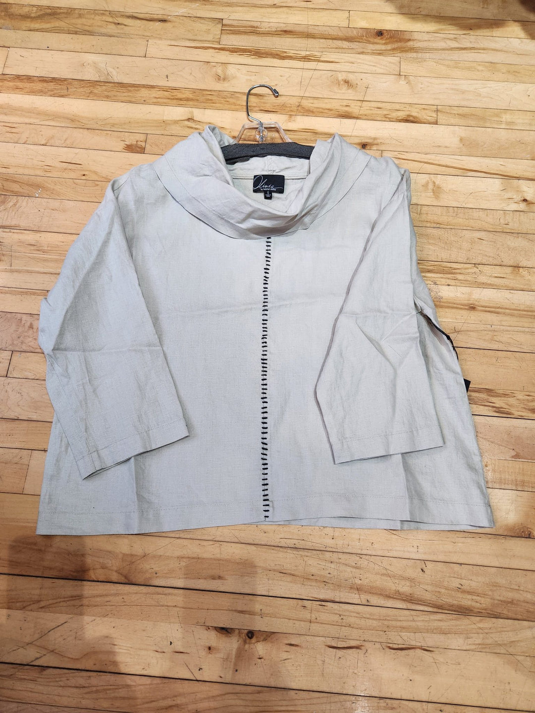 Linen Centered Cowl Top in Shell Linen