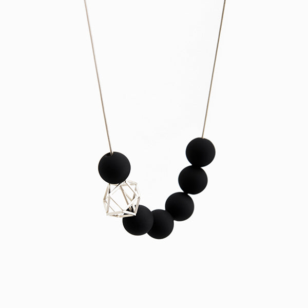 Hex Hex Short Necklace in Silver Black