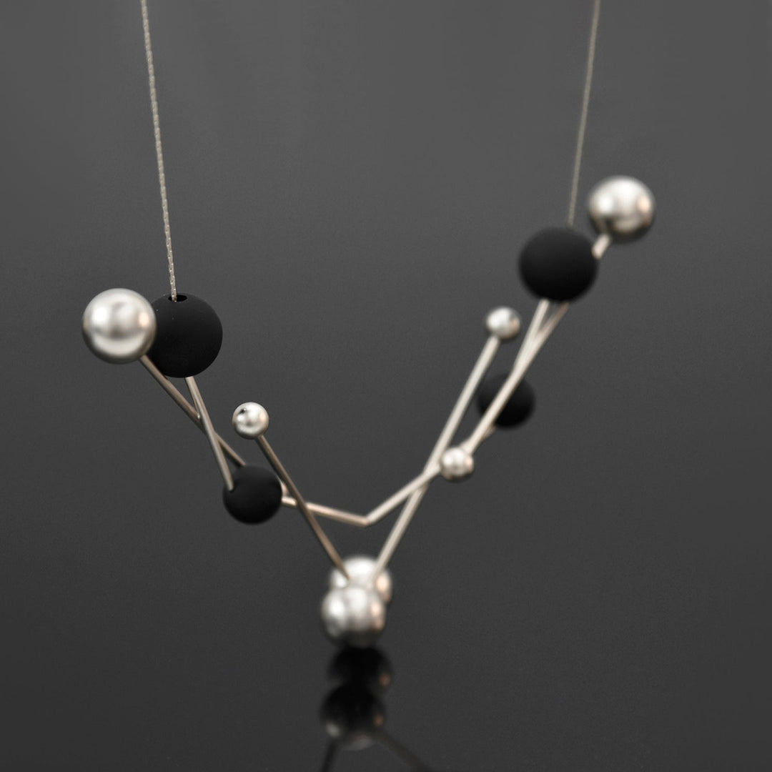 Vera Short Necklace in Silver Black