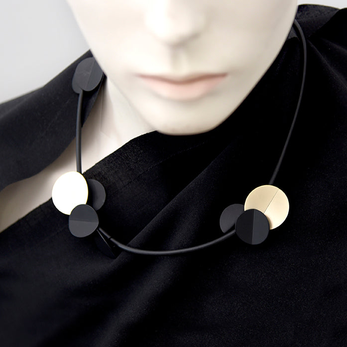 Lilli Short Necklace in Black Gold