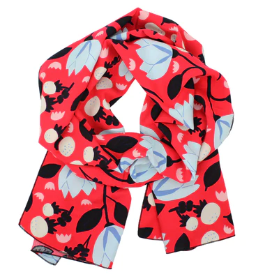 Rayon Scarf in Red and Blue Tulip