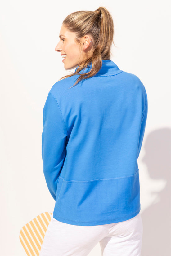 Ocean Front Terry Quarter Zip Jacket in Riviera