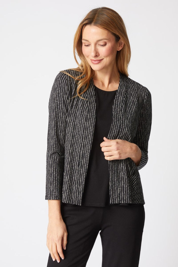 Core Travel Dots Shirred Back Open Front Jacket in Dove