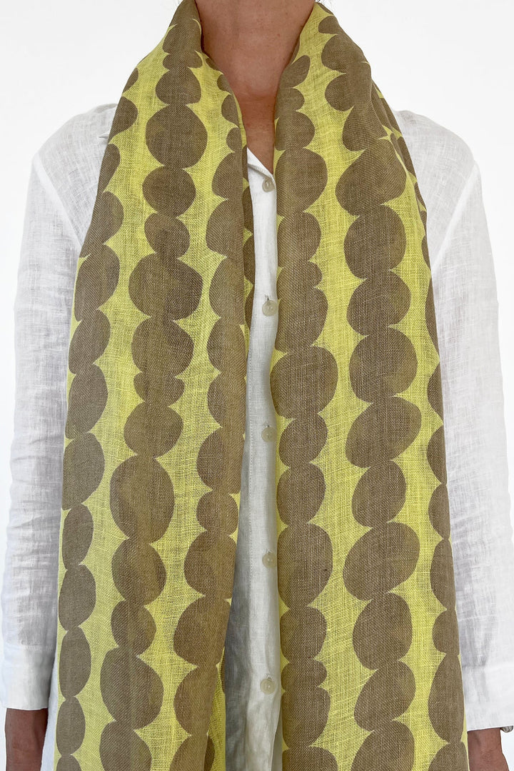 Linen Scarf in Brown/Citron