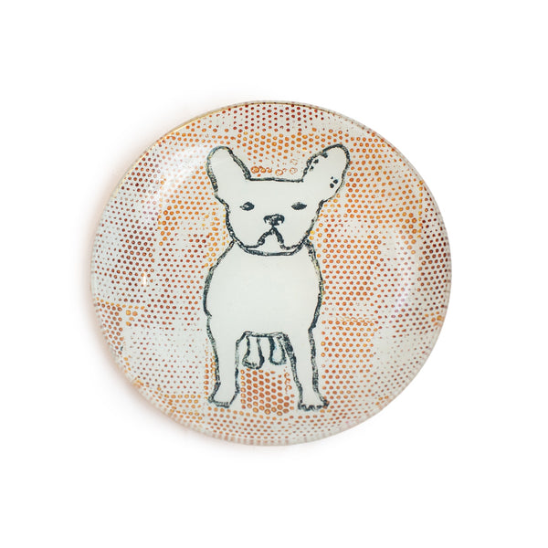 Frenchie Small Round Decoupage Plate - 6"
