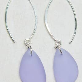 Eco Sea Glass Marquis Splash Earrings - Periwinkle