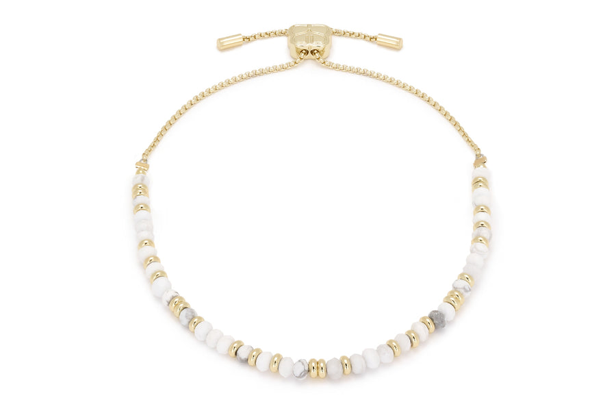 Harmony White Howlite Gold Gemstone Bracelet