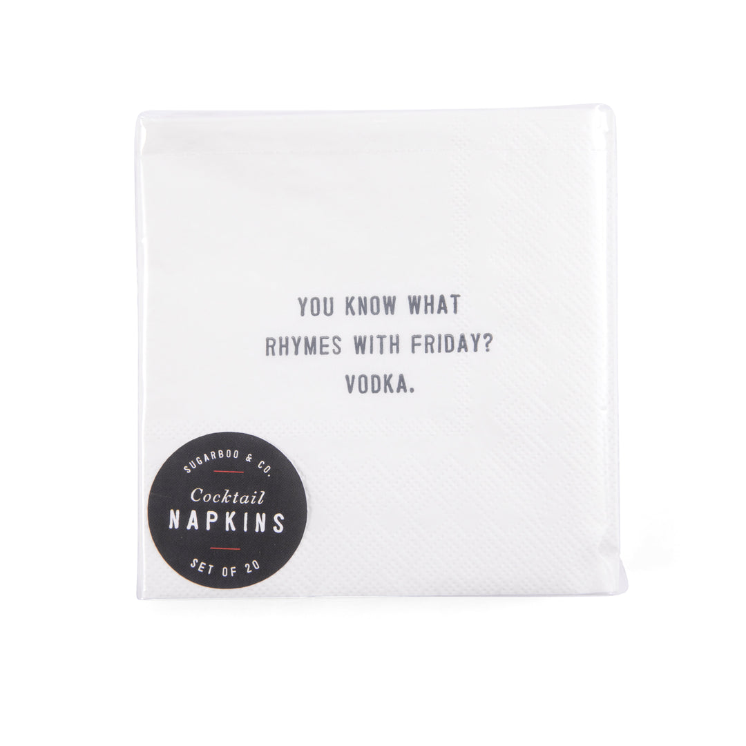You know what rhymes with Friday? Cocktail Napkin Set