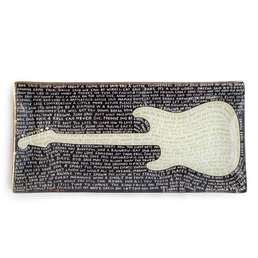 Small Rectangle Decoupage Plate - Legends Guitar