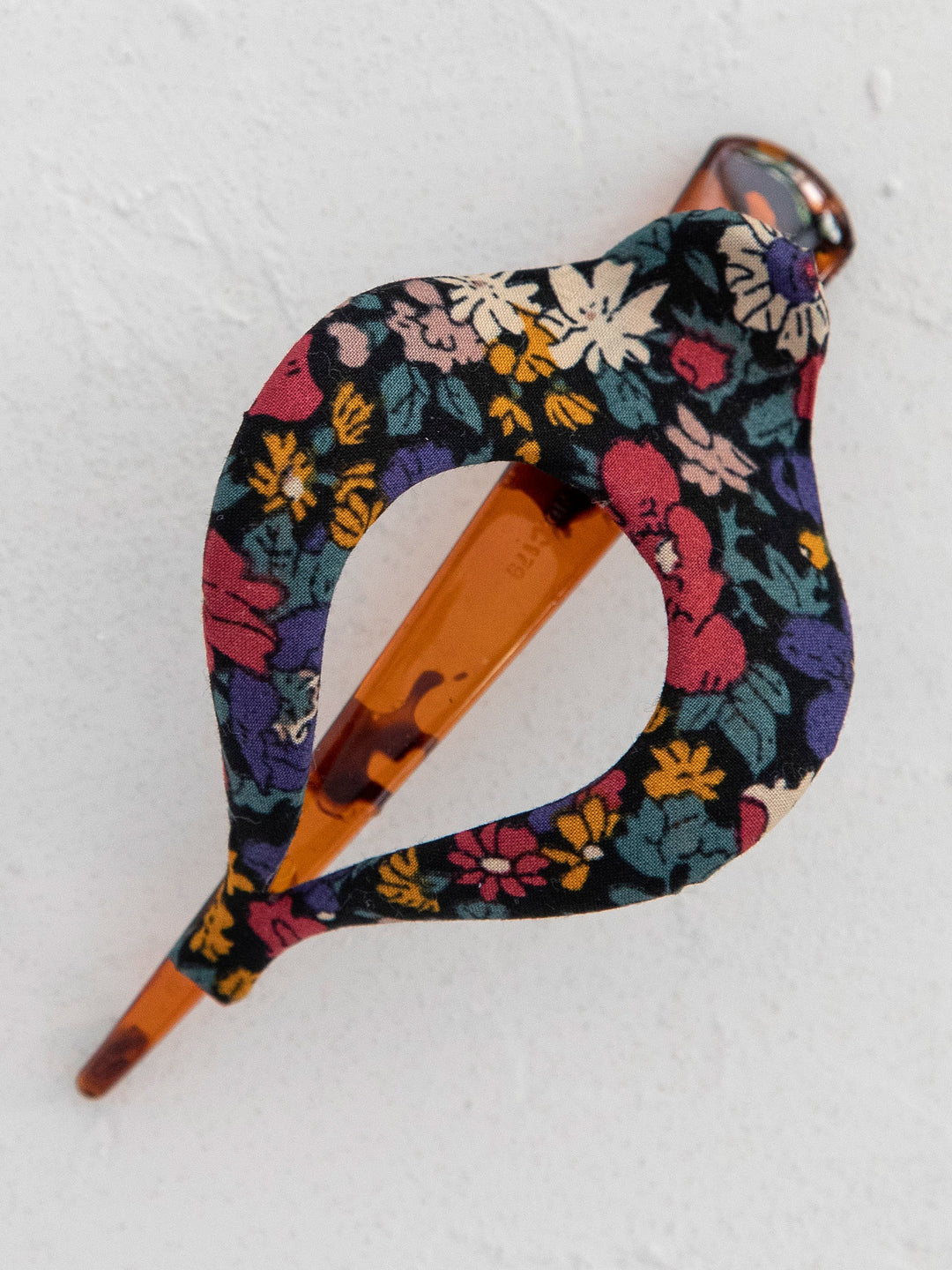 Floral Fabric Boho Hair Clip in Navy
