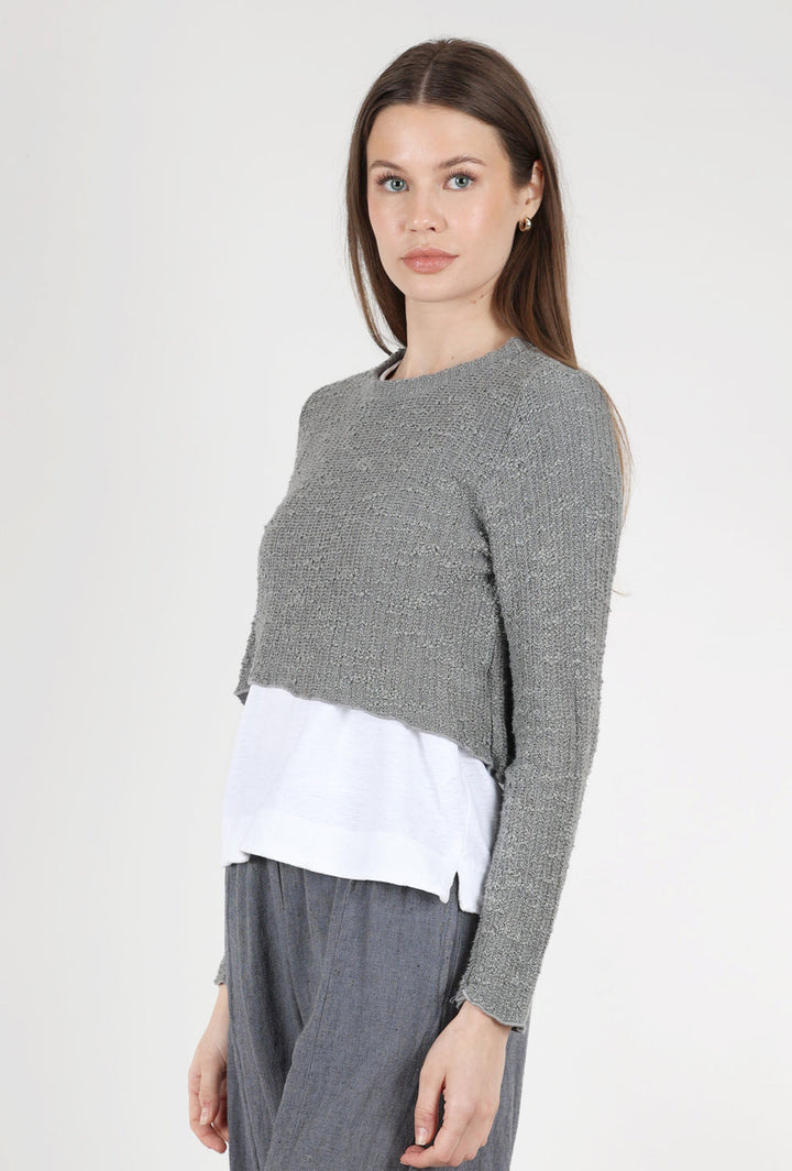 Curved Cropped Sweater in Cobblestone