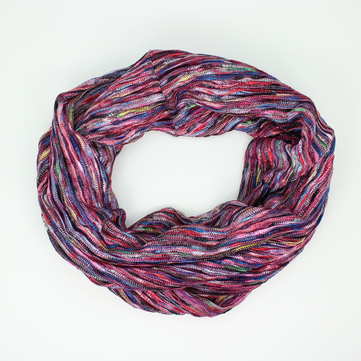 Multi Colored Knit Infinity Scarf in Rose