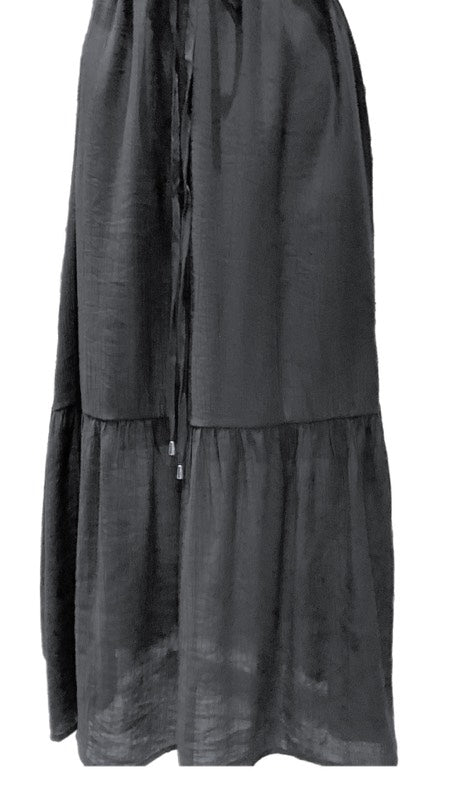 Black V-Neck Midi Dress