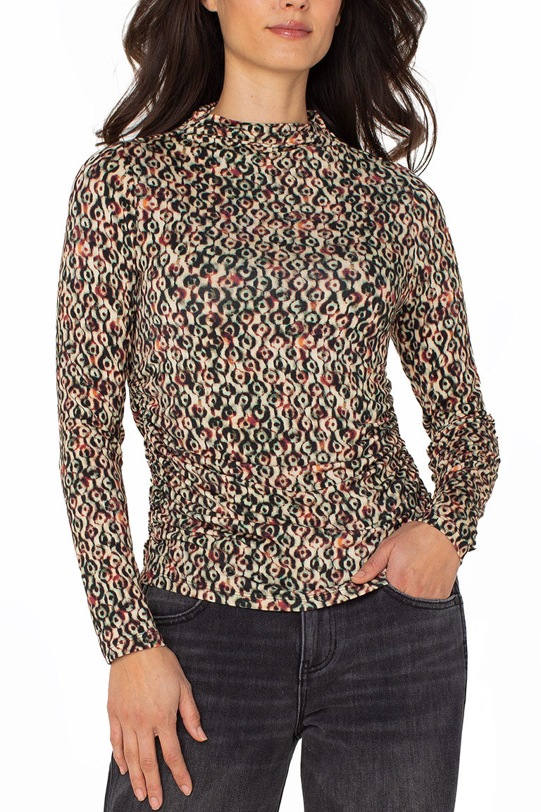 Mock Neck Top in Multi Geo