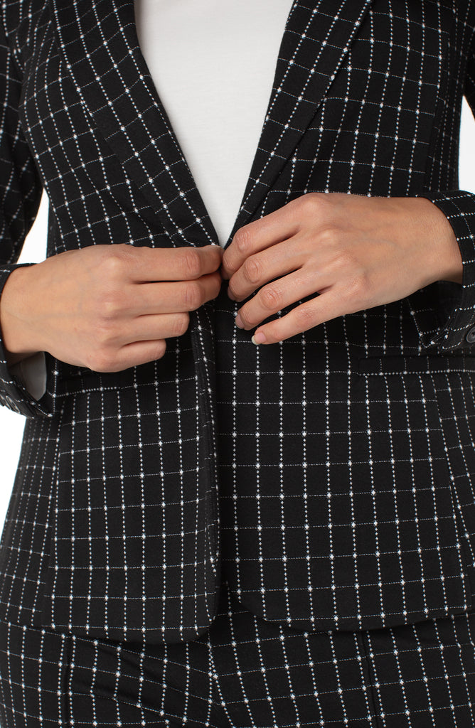 Windowpane Fitted Blazer in Black/White