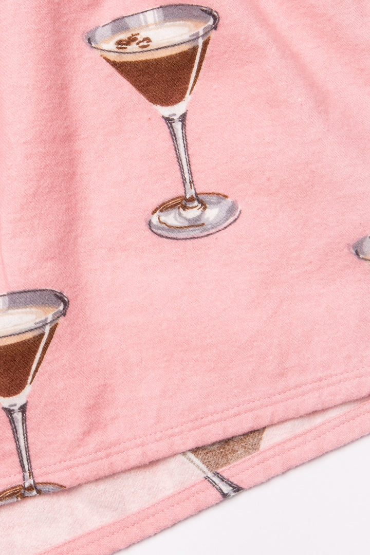 Flannel PJ Set - Espresso Martini in Vintage Pink