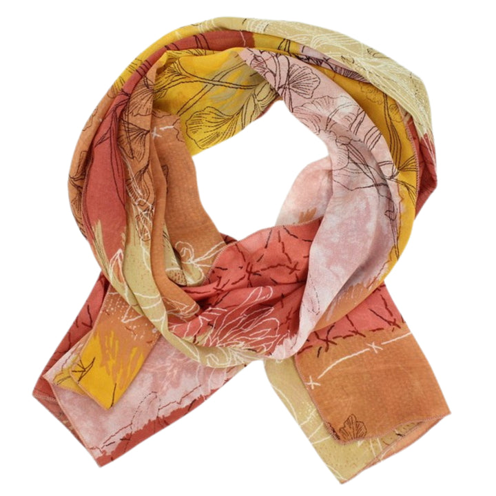 Chiffon Poly Scarf in Mauve + Yellow Leaves