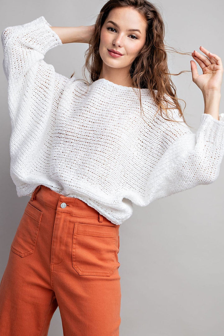 Loose Fit Knit Top in Off White