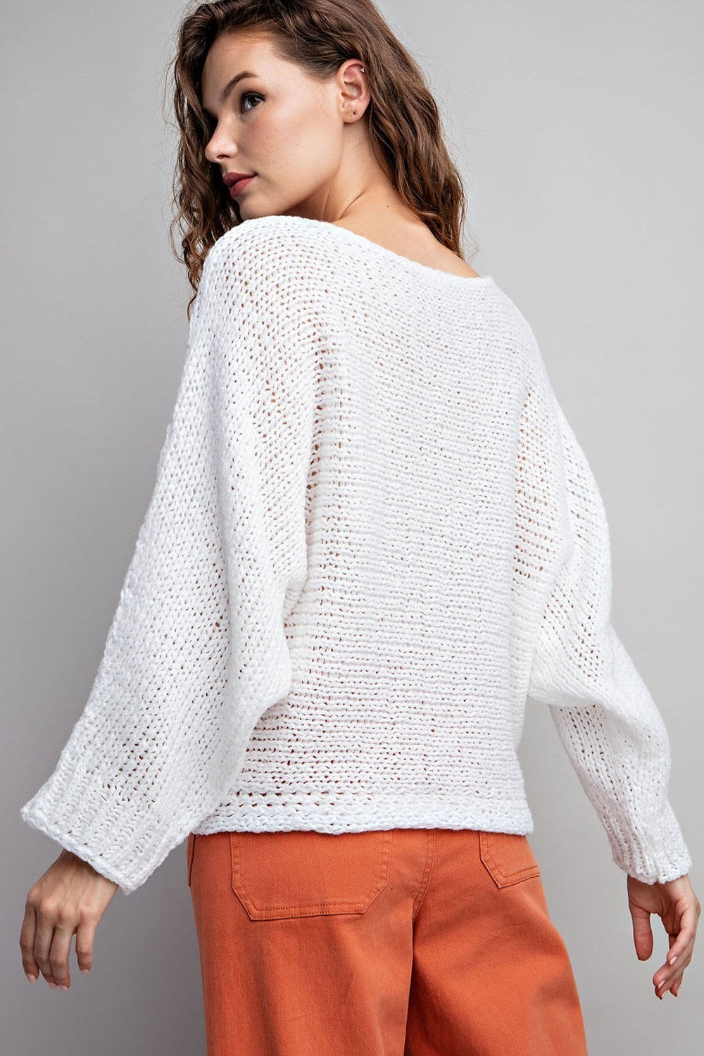 Loose Fit Knit Top in Off White