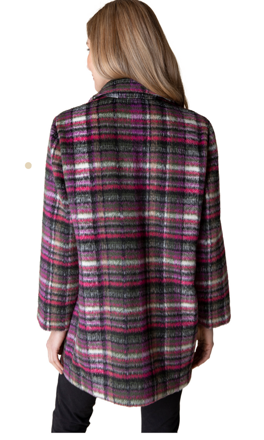 Totally Tartan Car Coat in Plum