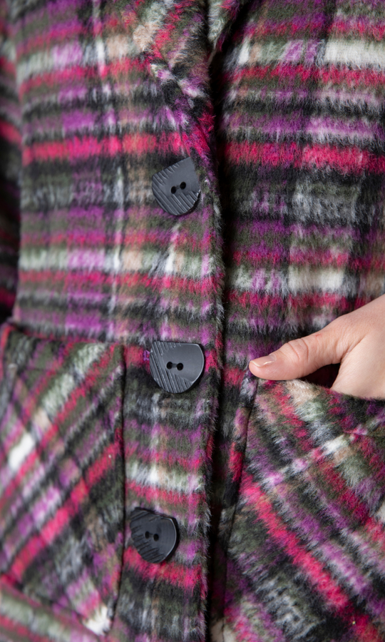Totally Tartan Car Coat in Plum