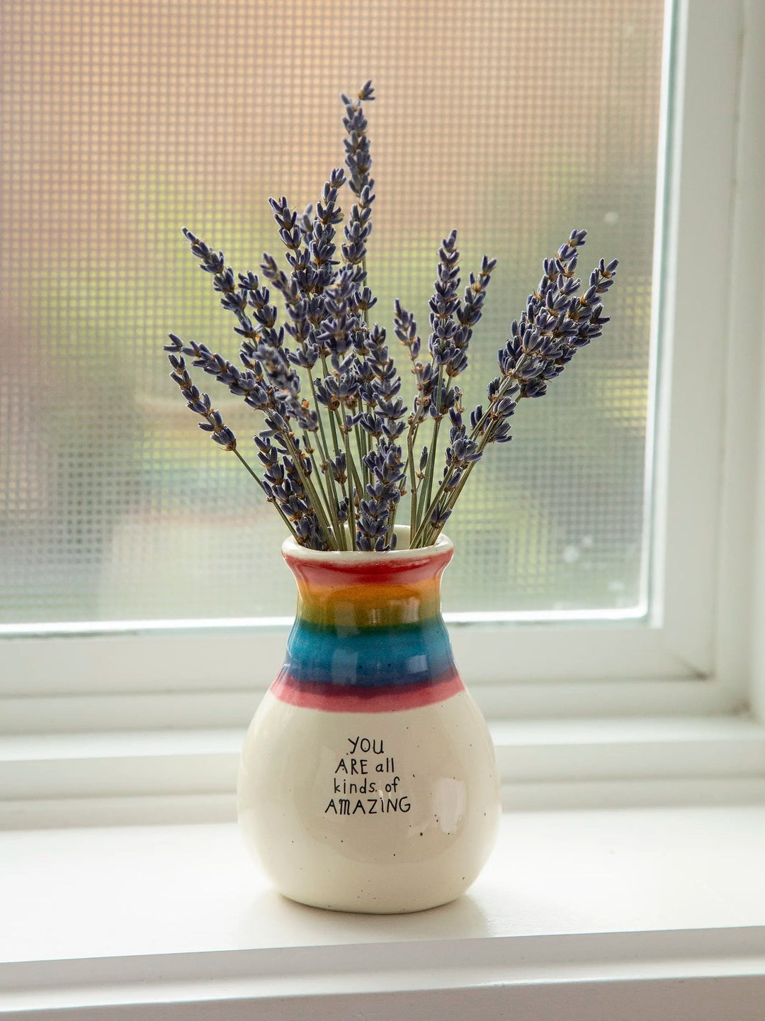 Artisan Bud Vase - You Are Amazing Rainbow