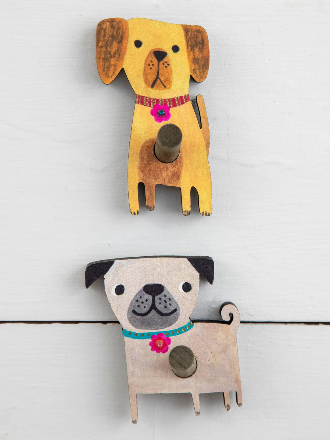 Wooden Dog Wall Hooks