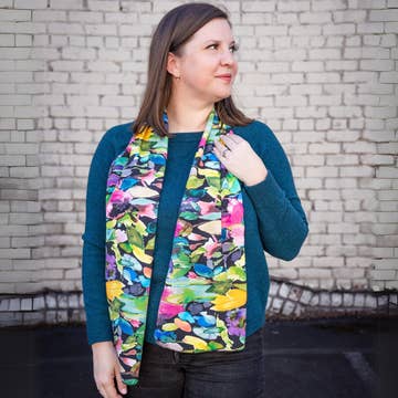 Rayon Scarf in Floral on Black