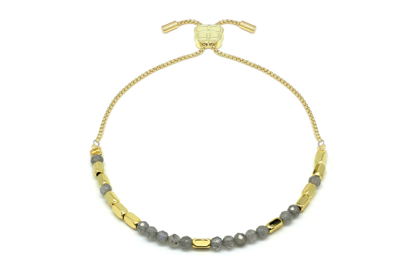 Morse Code Positivity Gemstone Gold Bracelet