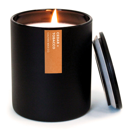 Cedar + Tobacco Matte Candle in Black Tumbler