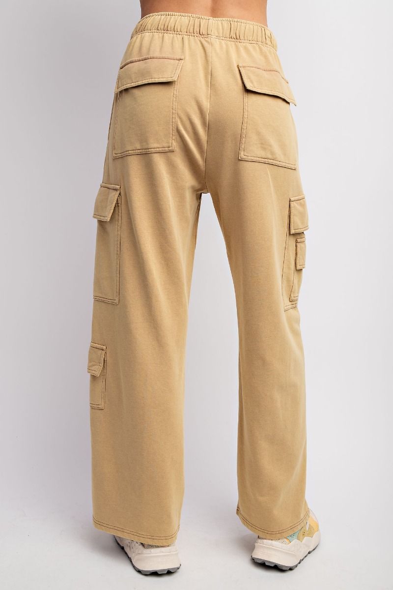 Terry Knit Cargo Pants in Latte