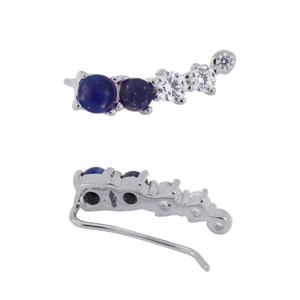Navy and CZ Crystals on Sterling Silver Plated Earrings