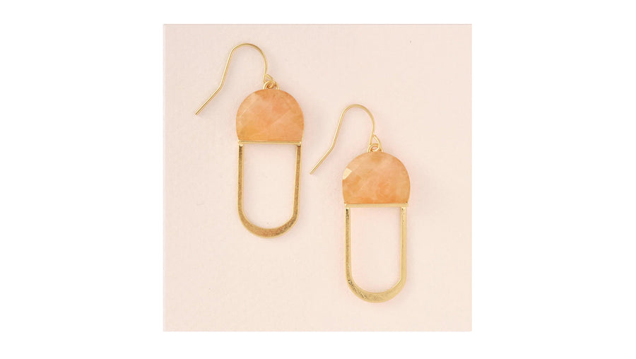 Modern Stone Chandelier Earring in Sunstone/Gold