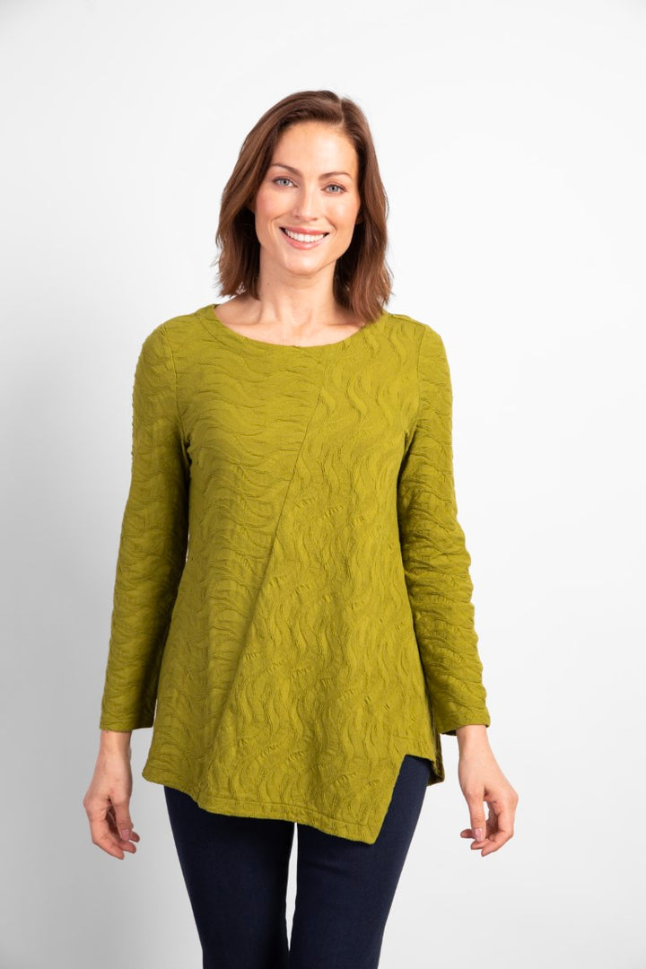 Waterfall Knit Angle Hem Tunic in Cardamon