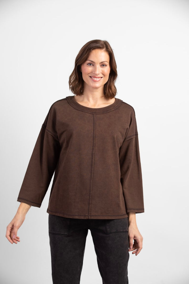 River Wash Terry Chill Pullover in Hickory