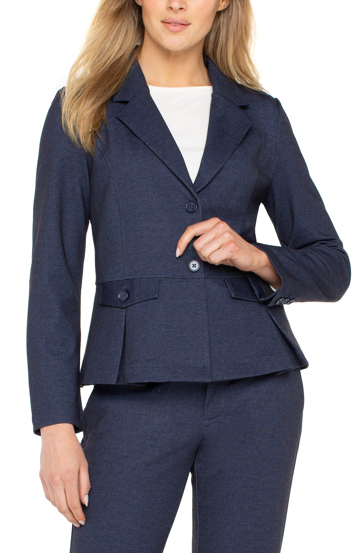 Peplum Blazer in Dark Navy