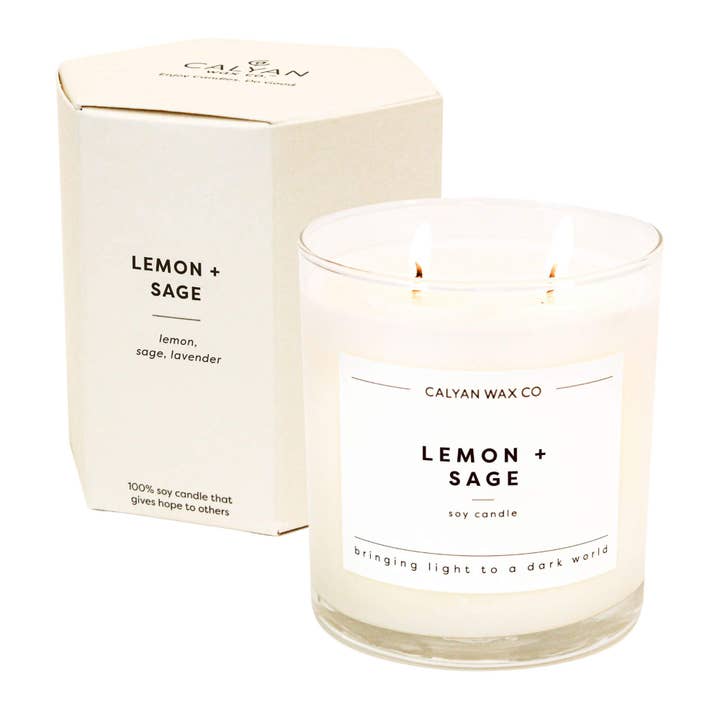 Lemon + Sage Glass Tumbler Candle