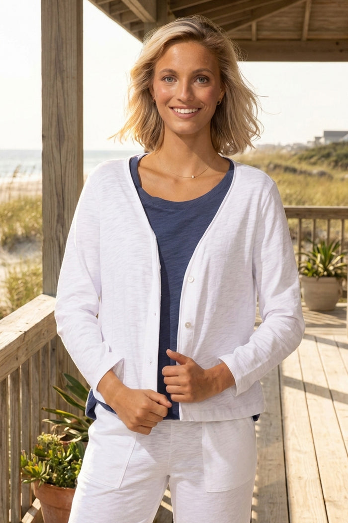 Cotton Slub Easy Jacket in White