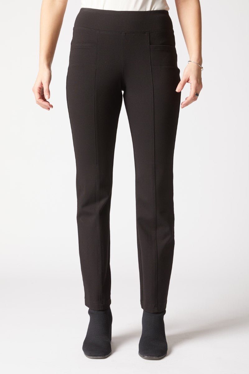 Luxe Ponte Seamed Pocket Pants in Black