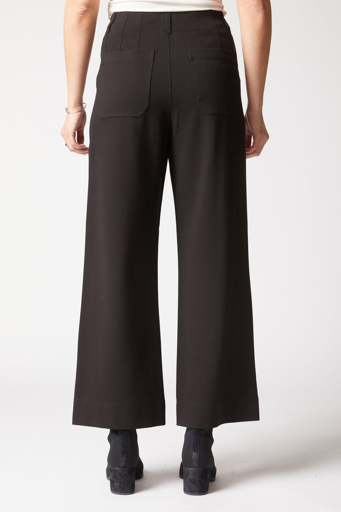 Luxe Ponte Crop Wide Leg Pant in Black