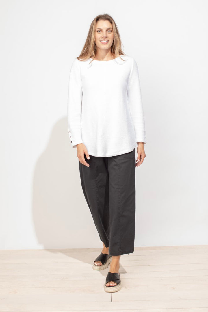 White Cool Breeze Terry Boatneck Top