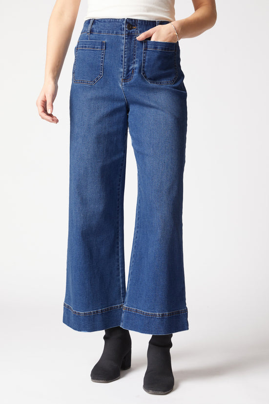 Stretch Denim Ankle Jean in Dark Denim