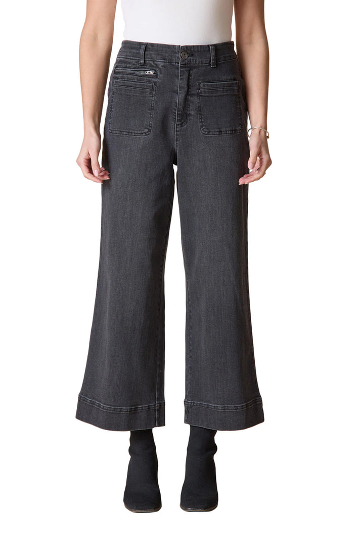 Stretch Denim Refreshed Ankle Jean in Black Denim